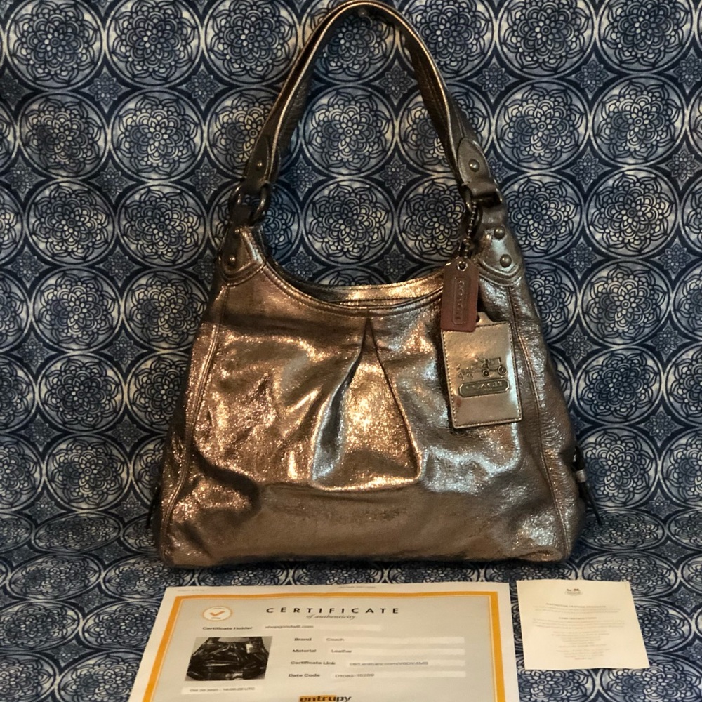 Authentic COACH “MAGGIE” Limited Edition Metallic Leather Handbag with COA